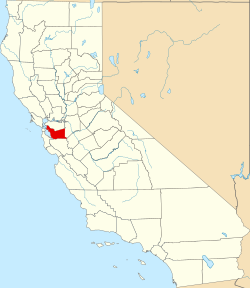 Map of California highlighting Alameda County
